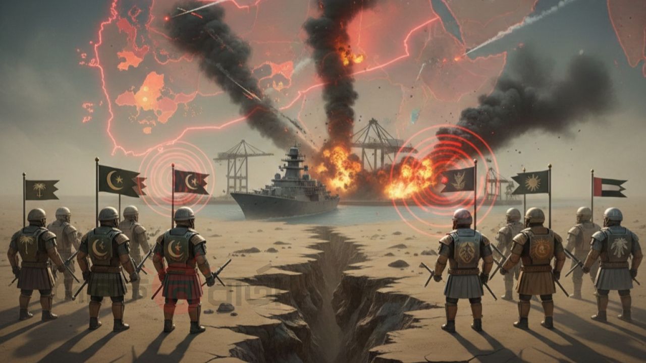 ইয়েমেনে আমিরাত–সৌদি উত্তেজনা চরমে: অস্ত্রবাহী জাহাজে বিমান হামলা, জরুরি অবস্থা ঘোষণা